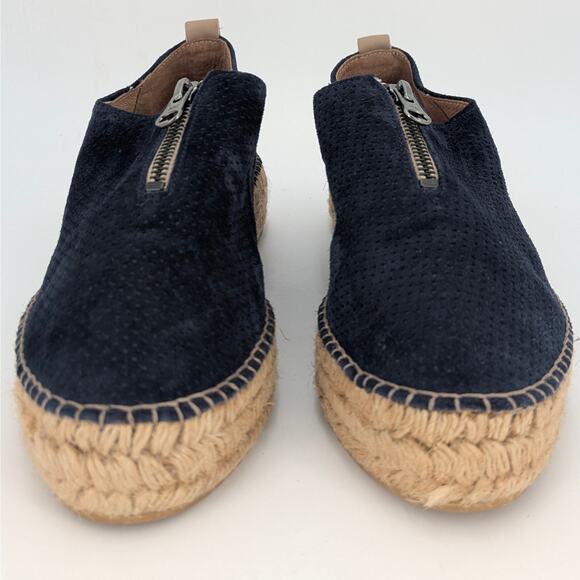 Navy Leather Espadrilles Slip On Shoes Eric Michael Serena Womens EU 38 Zippered - Picture 2 of 10